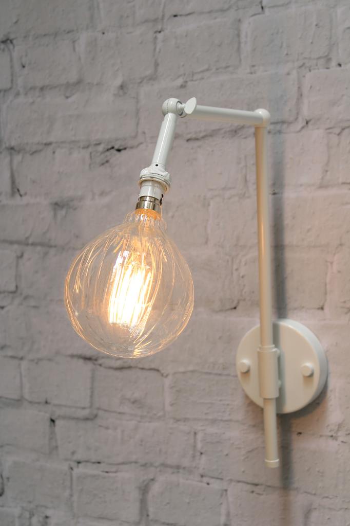 Hook swivel arm wall light in white