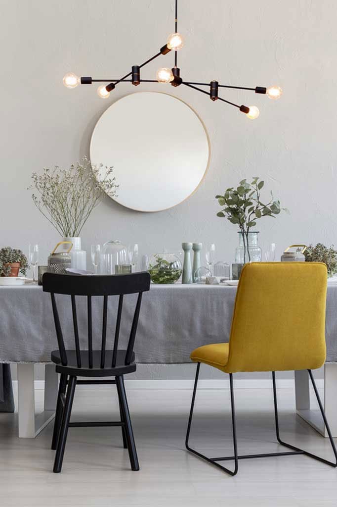 vault ceiling light in dining room