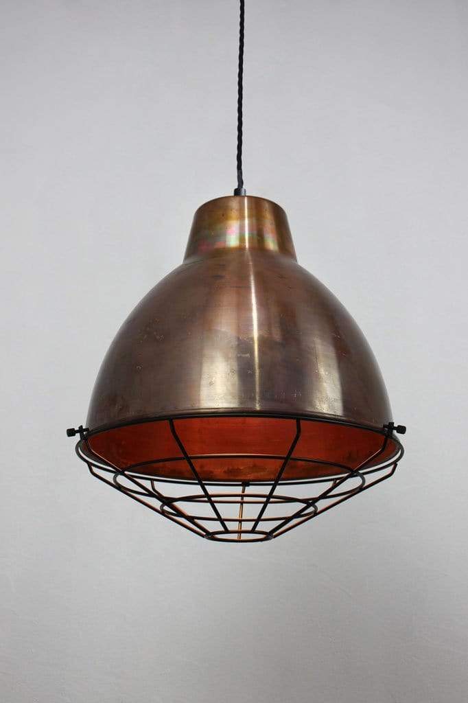 Pure copper pendant with black cage guard