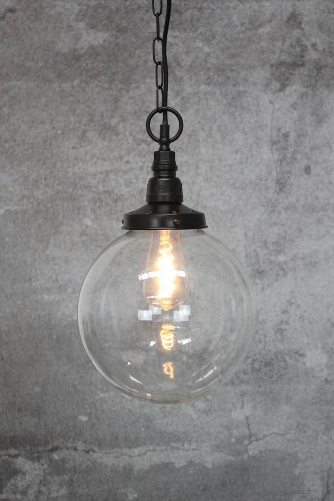 Medium clear glass ball pendant light