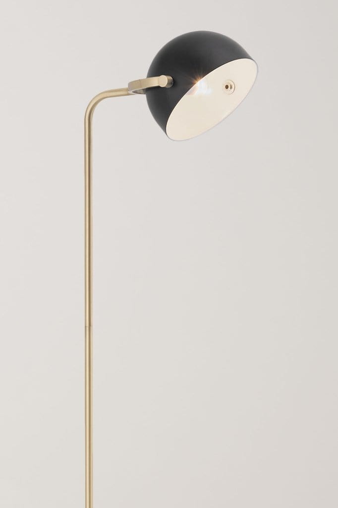 Shade and arm detail of mid-century floor lamp