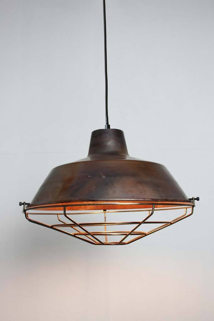 Copper round deals pendant light