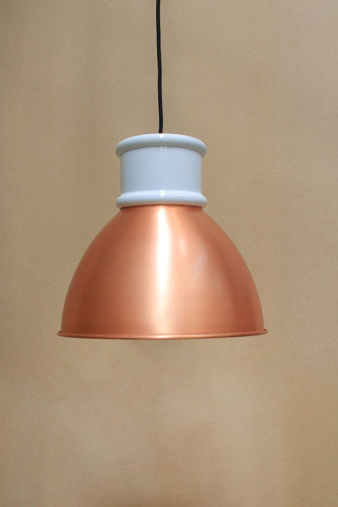 Bright copper shade with short white cover