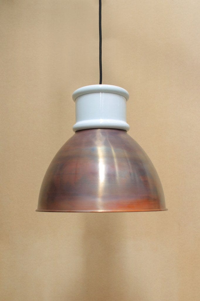 Aged copper shade with short white cover