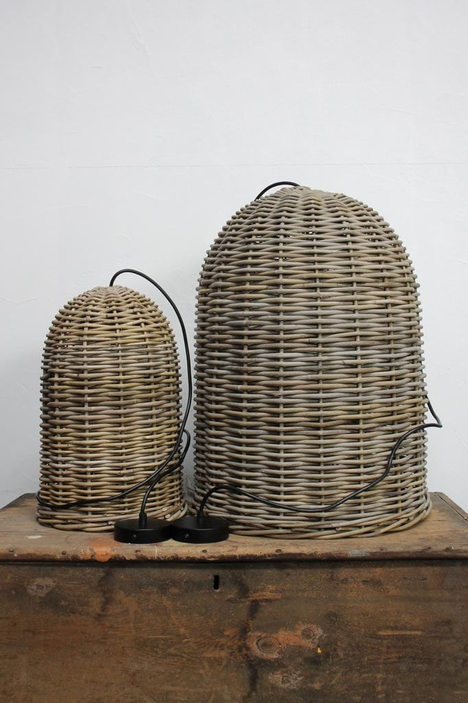 Small and large rattan pendant light