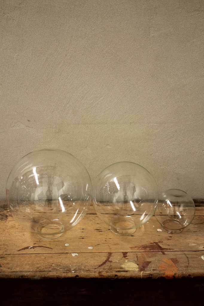 Small medium and large clear glass shades made from hand blown glass