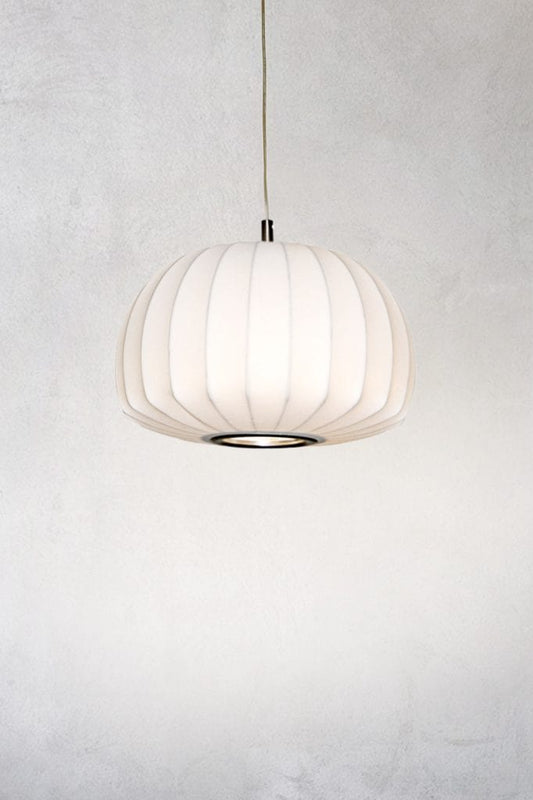 small poly resin pendant light with nickel fixtures