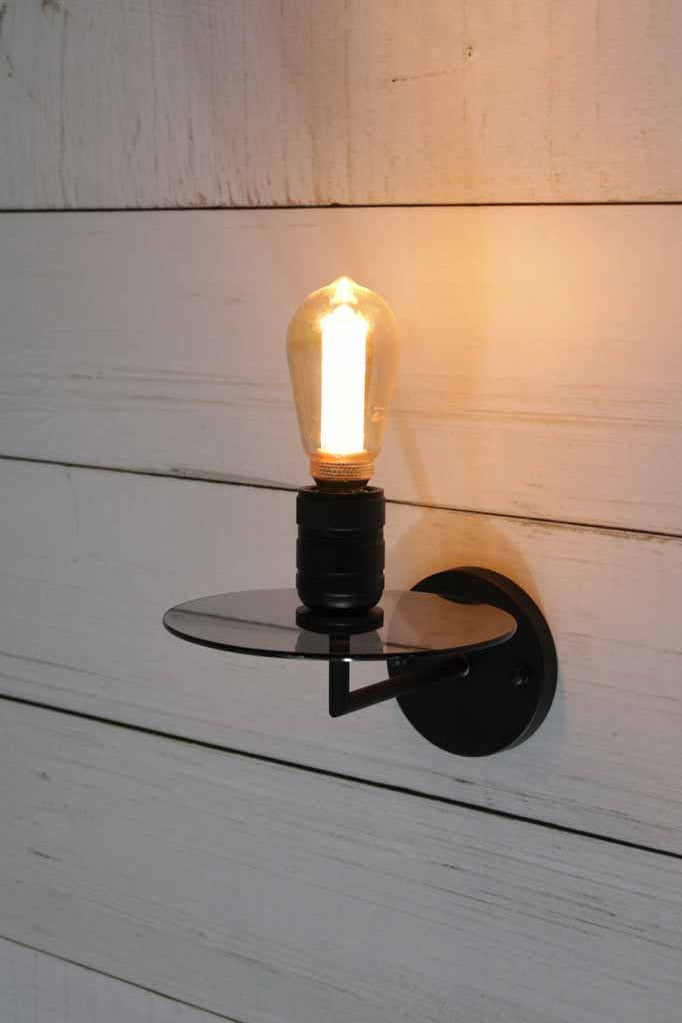 smoked disc wall light