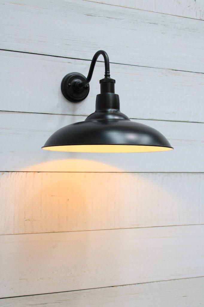 black steel gooseneck wall light