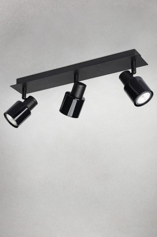 Bar spotlight with three lights in black finish