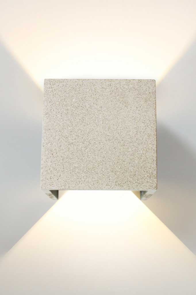 up down outdoor wall light in white sandstone