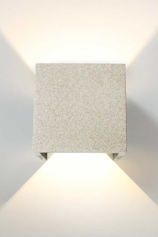 up down outdoor wall light in white sandstone