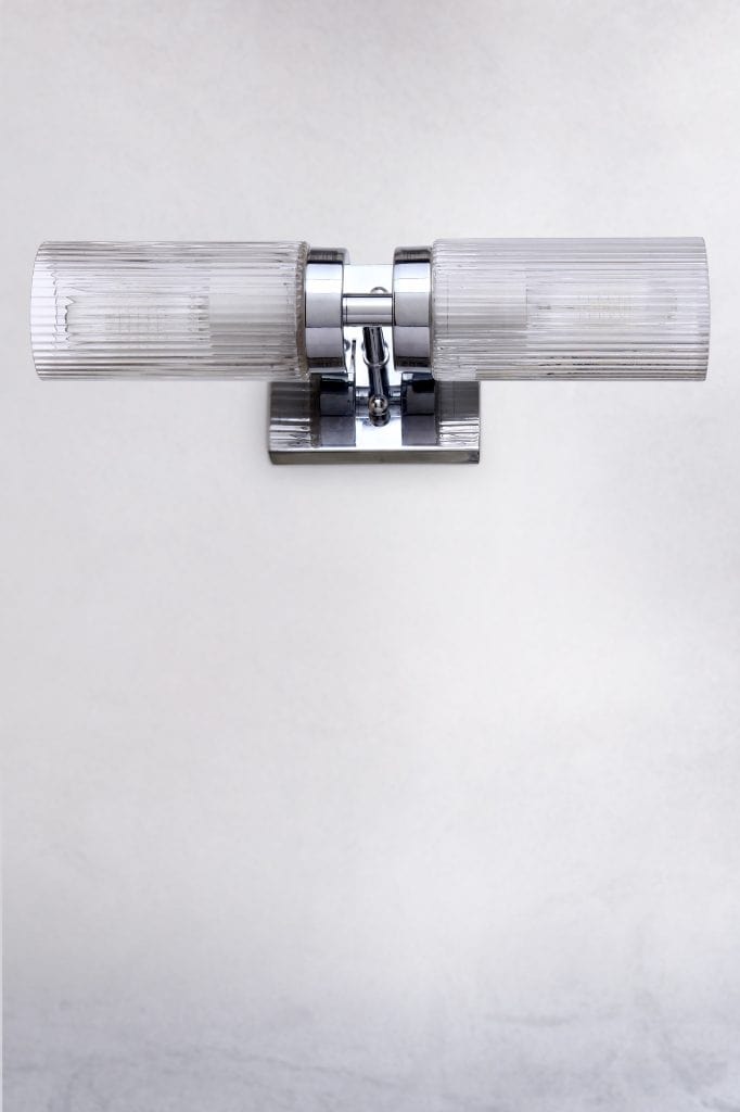 Berclair Ribbed Glass Vanity Wall Light chrome 2 light