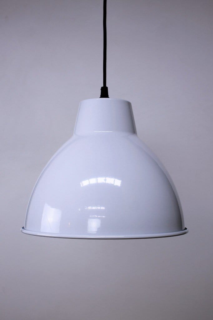 White loft pendant with black fabric cord