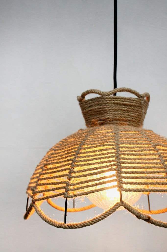 Woven rope pendant light